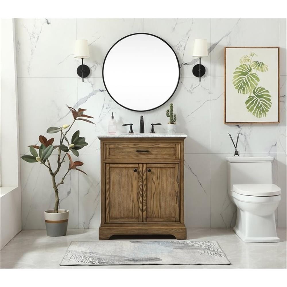 Elegant Decor Americana 30″ Aluminum Alloy Single Bathroom Vanity in Driftwood