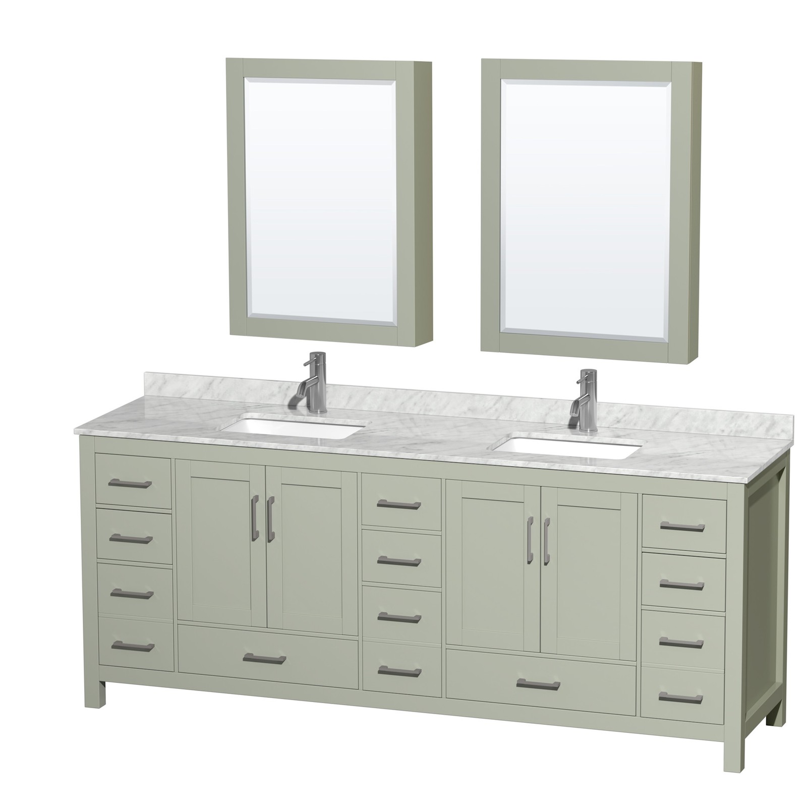 Wyndham Collection WCS141484DUNSMED Sheffield 84″ – Light Green / Brushed Nickel