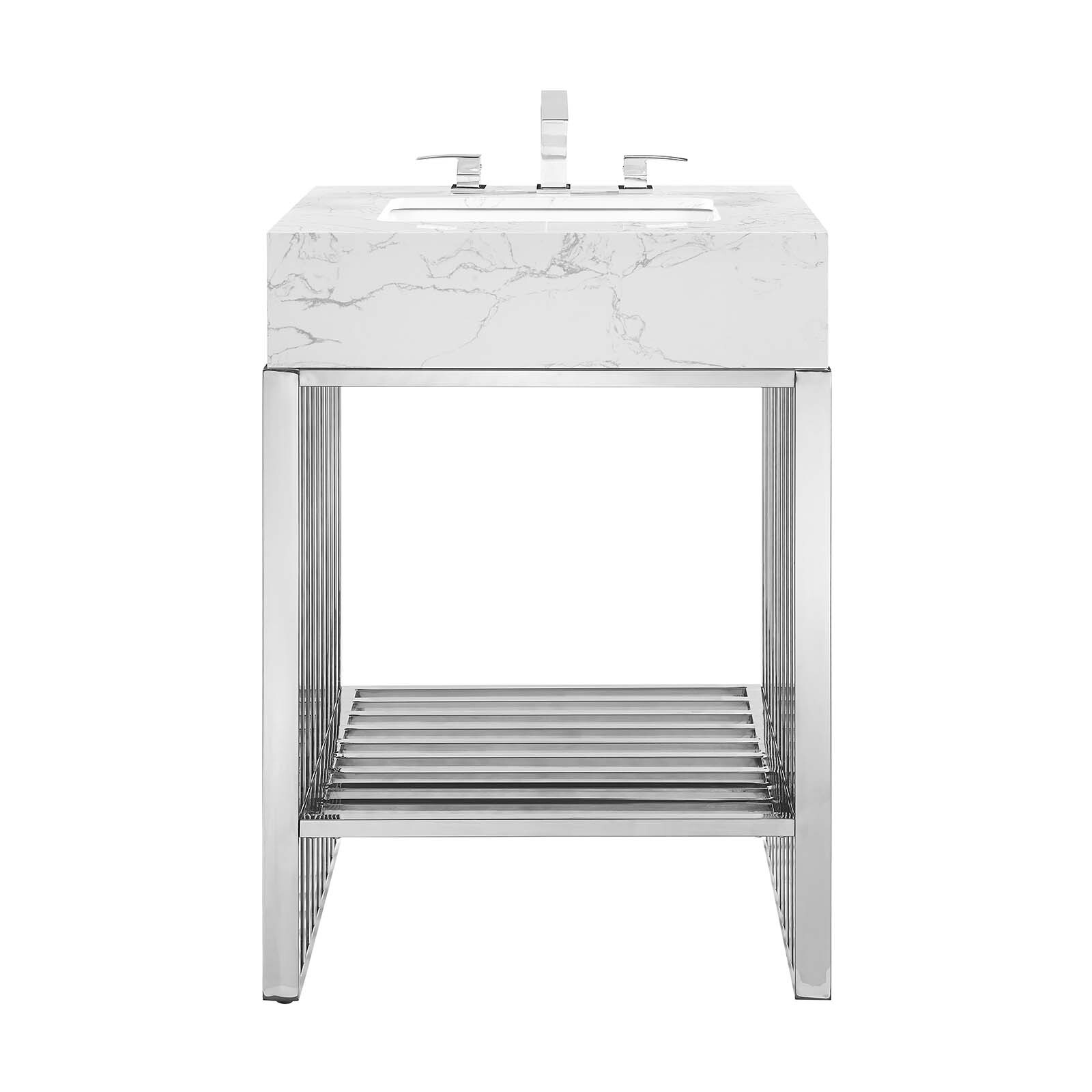 Modway Gridiron 24″ Bathroom Vanity in White Silver