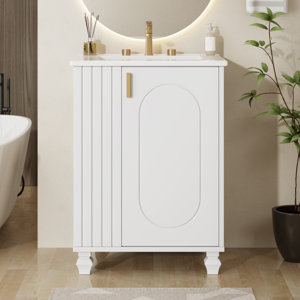 Bathroom Vanity with Sink Includes Door Frame Shelves Soft-Close Doors