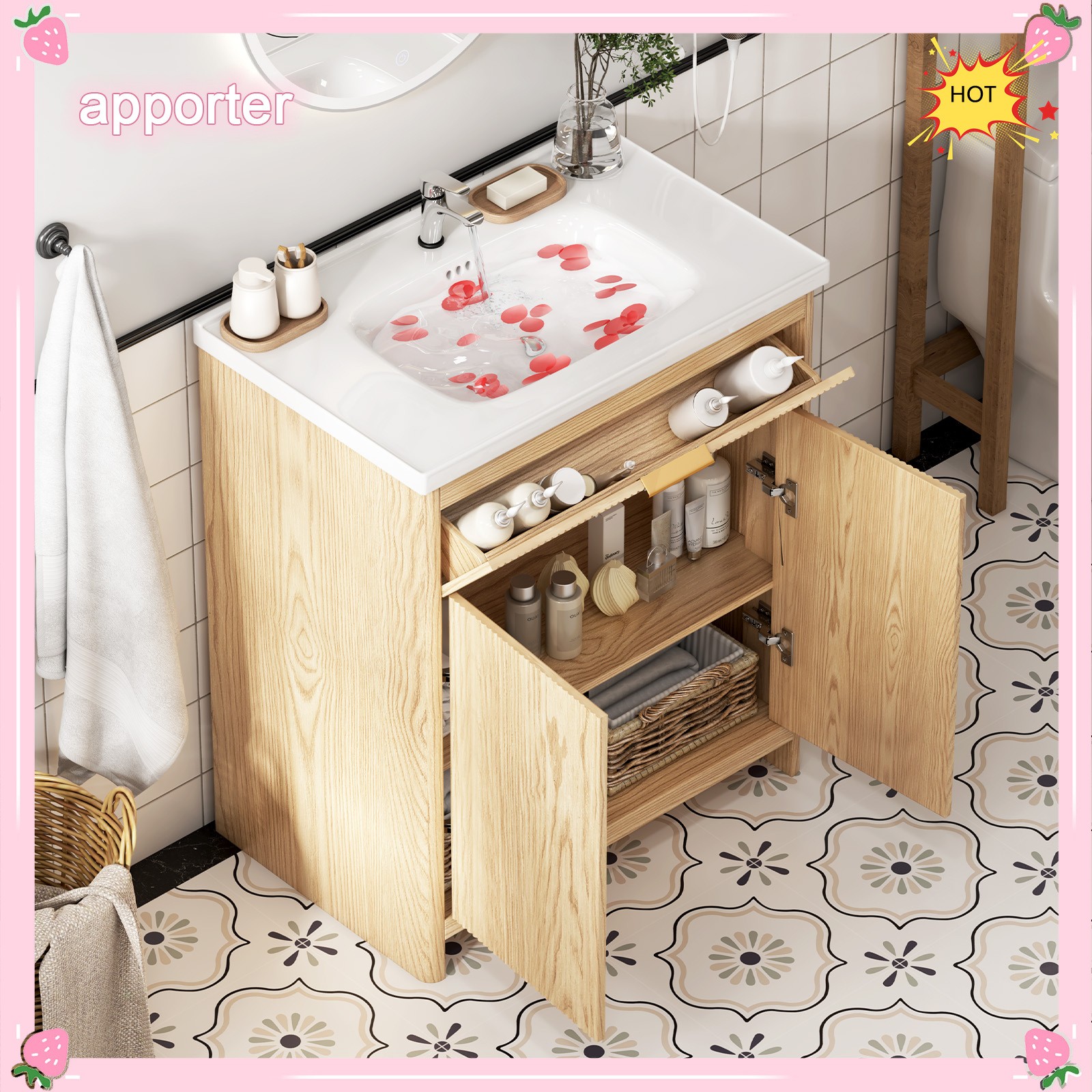 31.5″ Bathroom Vanity with Sink, Freestanding Particle Board Storage Cabinet, US