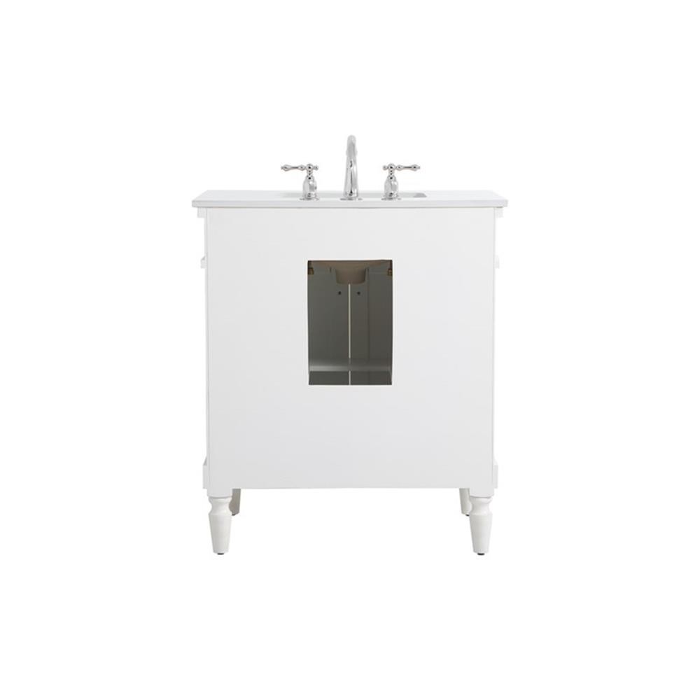 Elegant Decor Lexington 30″ Wood Bathroom Vanity in Antique White/Brushed Nickel