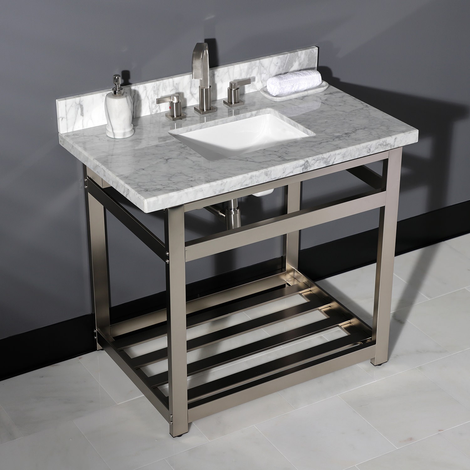Kingston Brass KVPB3622M38SQ Templeton 36″ Marble Vanity Top – Carrara Marble