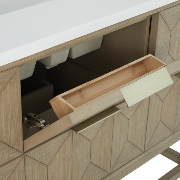 48″ James Martin Emmeline D100-V48-PBO-3WZ Vanity Cabinet White Zeus Top