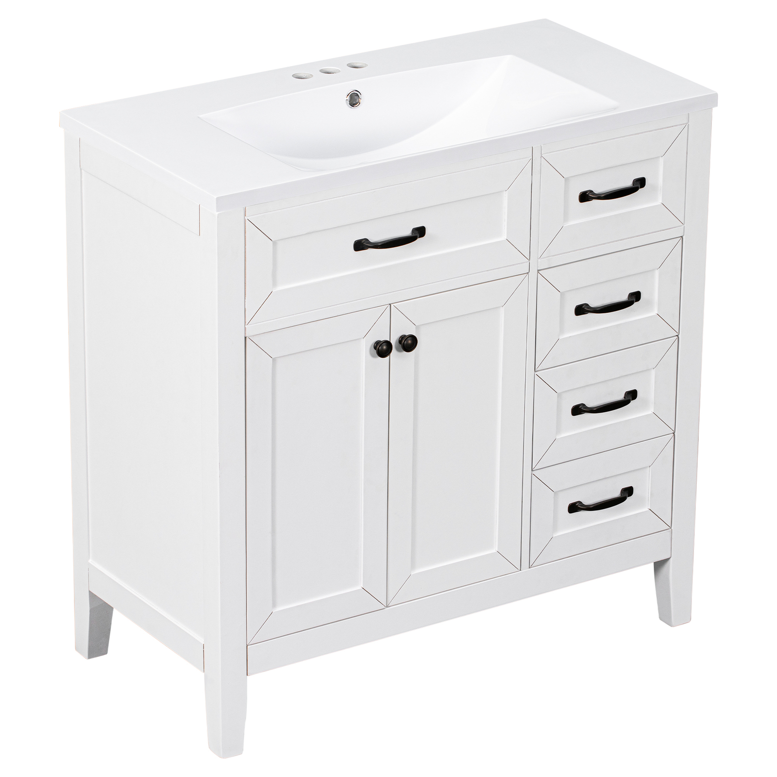 36″ Bathroom Vanity w/ Sink, Freestanding Storage Bath Vanity Cabinet, 3 Drawers