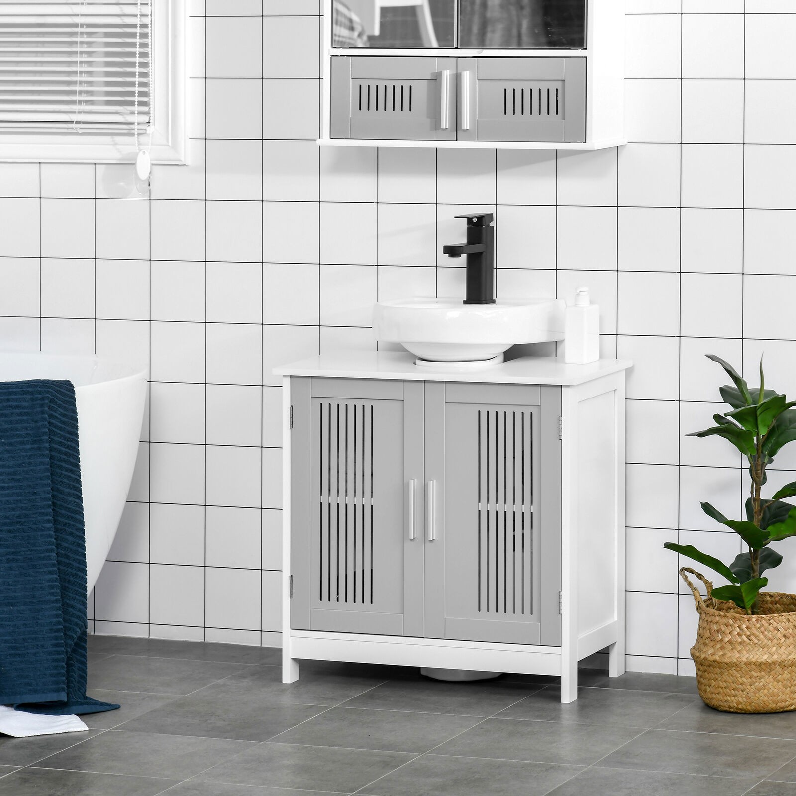 Bathroom Under Sink Cabinet Vanity Unit w/ Adjustable Storage Shelves