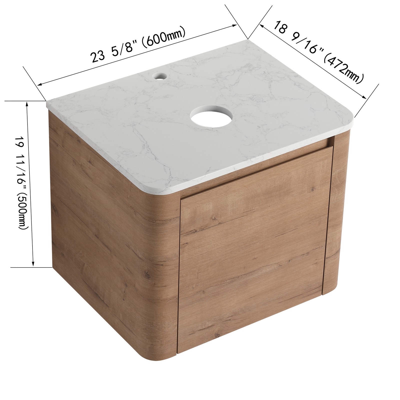 24″ Wood Floating Bathroom Vanity W/Soft-Close Door Cabinet Wall Mounted No Sink