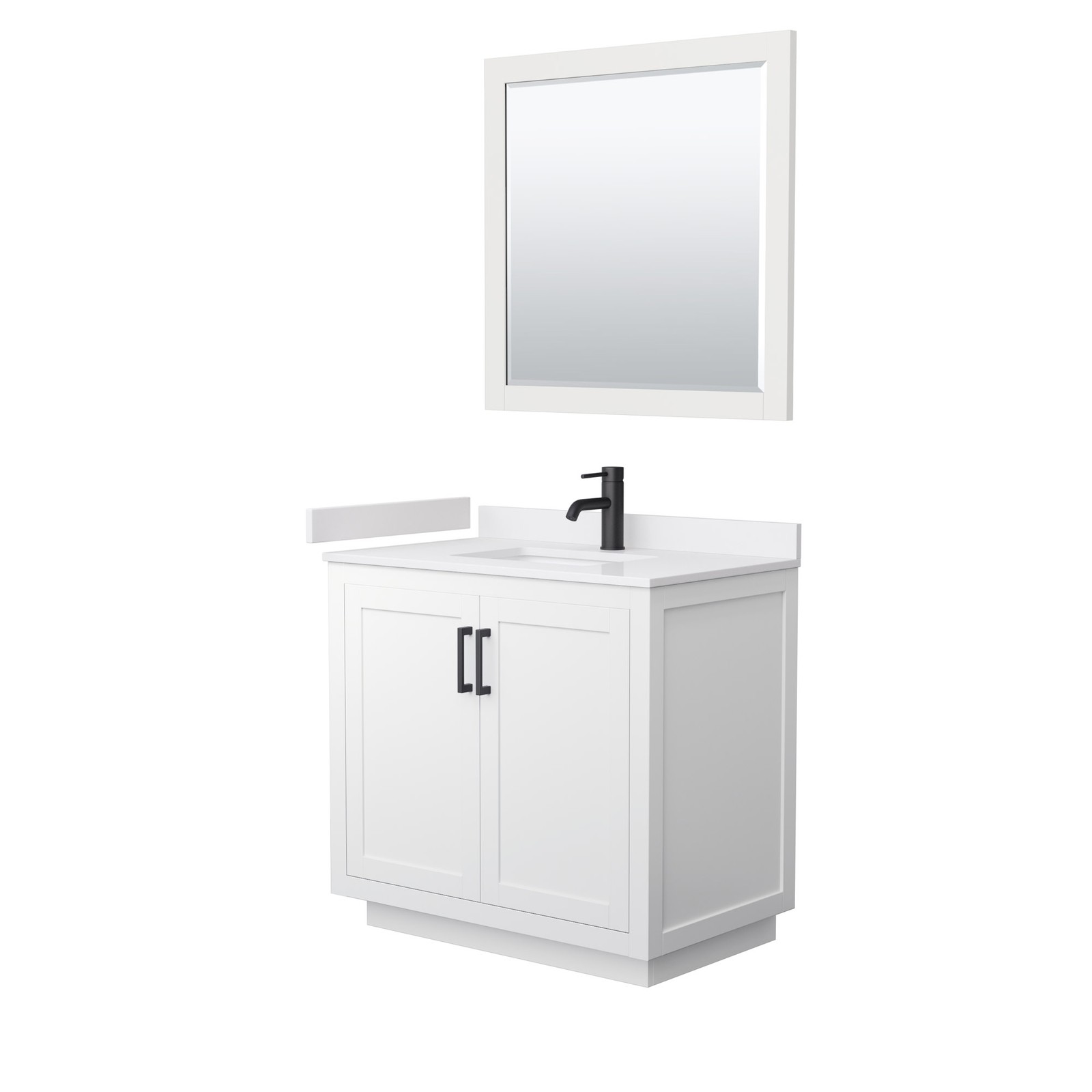 Wyndham Collection WCF2929-36S-VCA-M34 Miranda 36″ – Dark Gray / Carrara