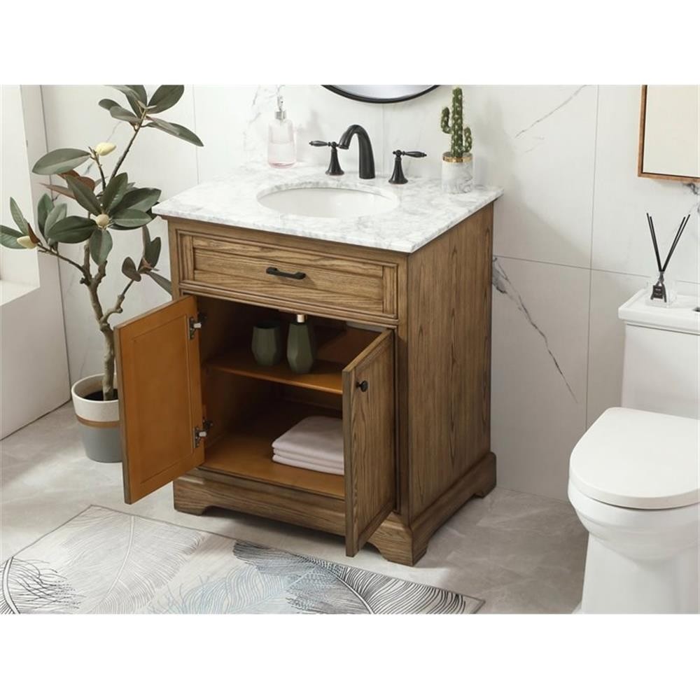 Elegant Decor Americana 30″ Aluminum Alloy Single Bathroom Vanity in Driftwood