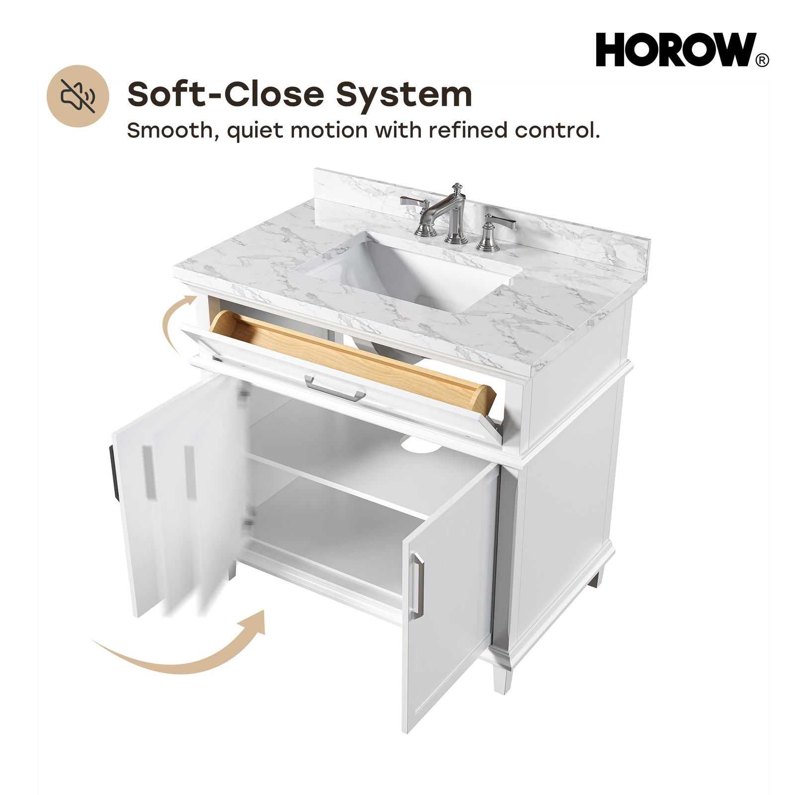 HOROW 36 Inch Bathroom Vanity with Sink, Free Standing Single Basin Vanity Set