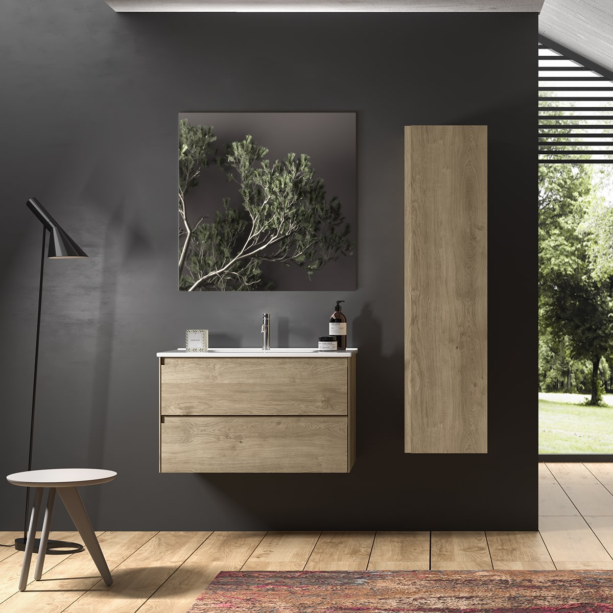 WS Bath Collections Perla C80 Perla 32″ Wall Mounted Single Basin – Wood