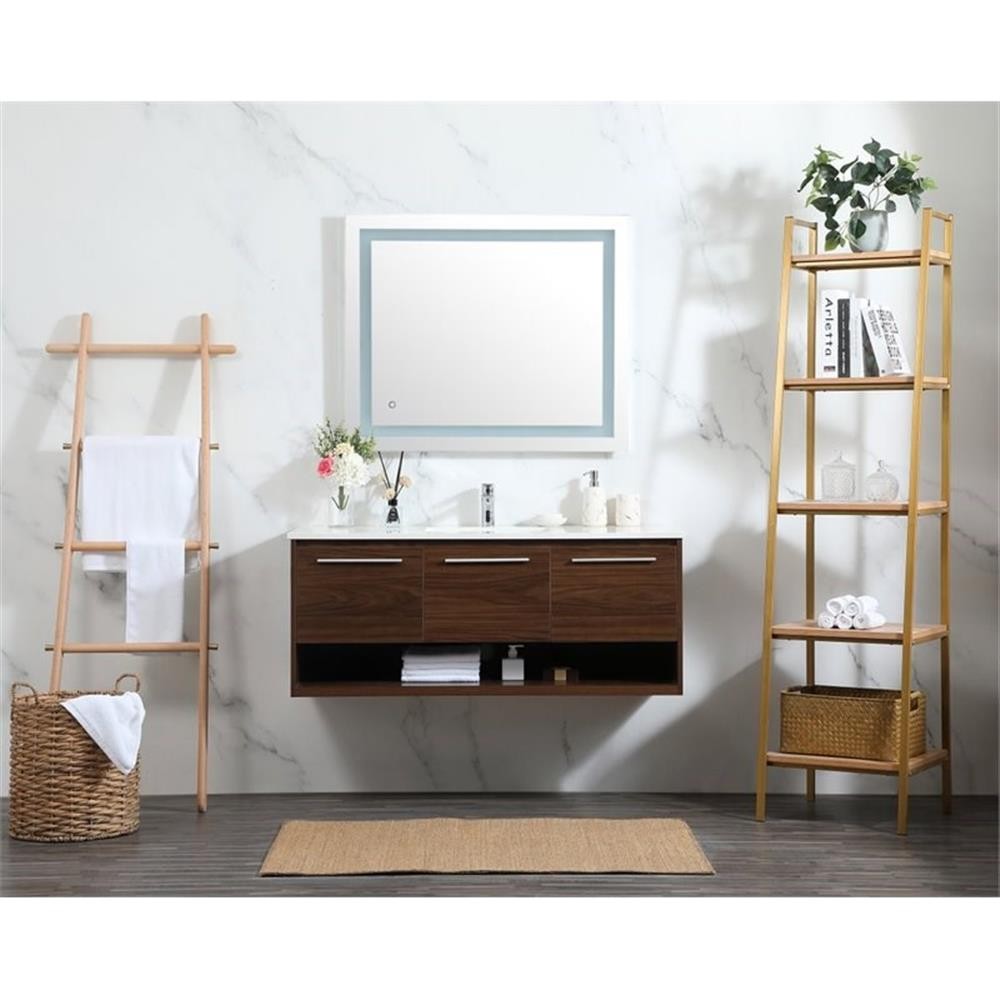 Elegant Decor Roman 48″ Aluminum Alloy MDF Single Bathroom Vanity in Walnut