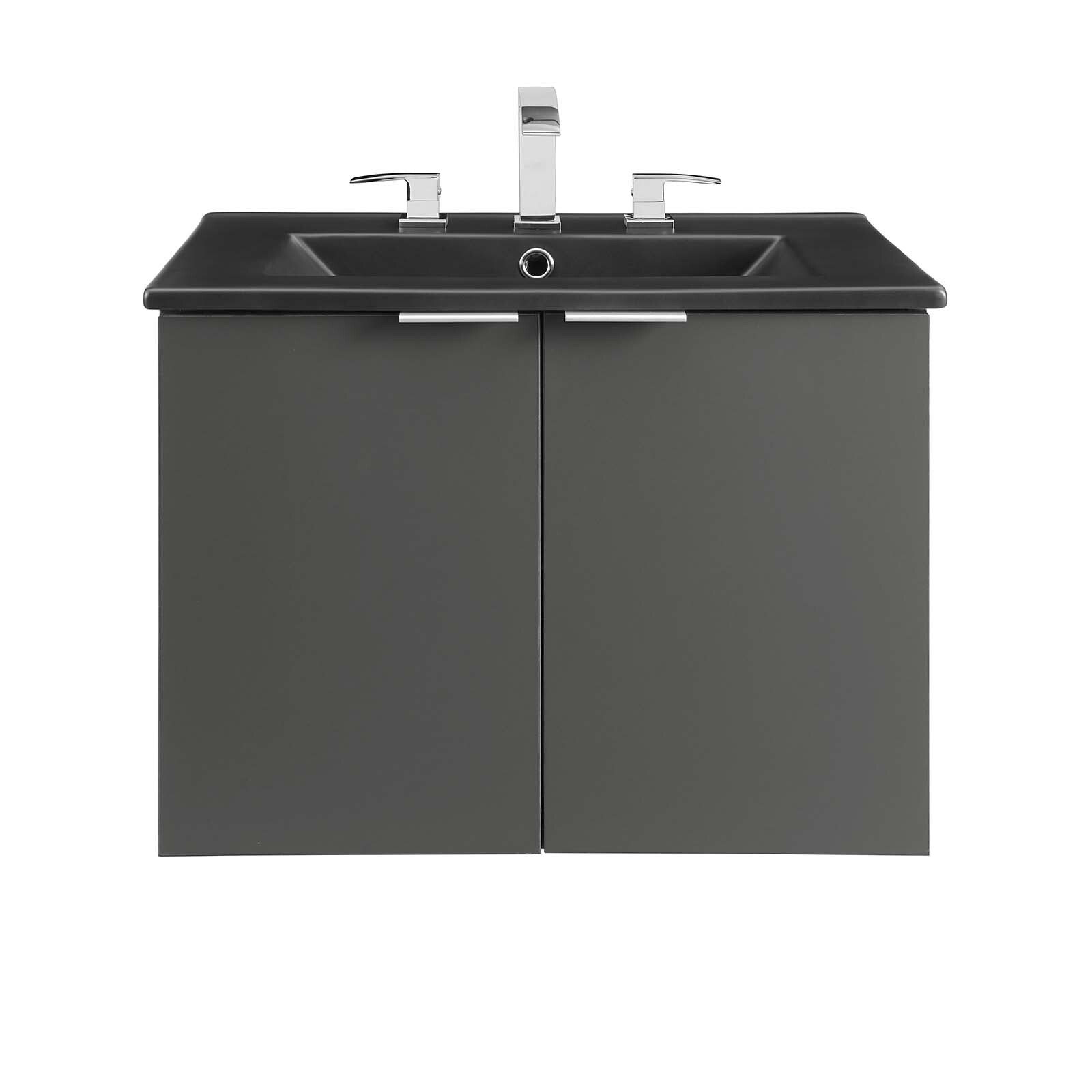 Modway Maybelle 24″ Wall-Mount Bathroom Vanity In Gray Black