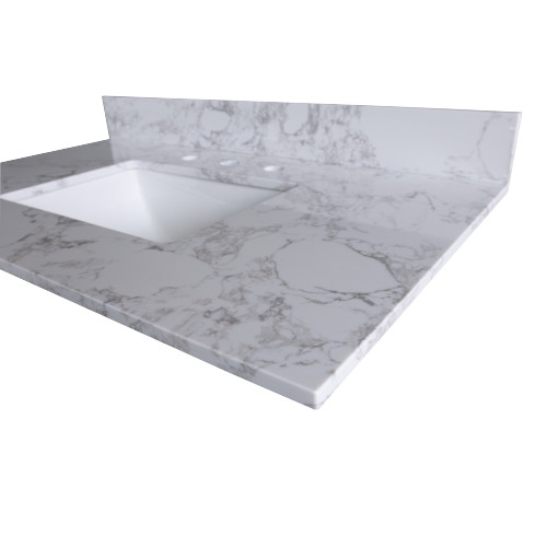 43×22″ bathroom stone vanity top white w/ rectangle undermount ceramic sink VNF