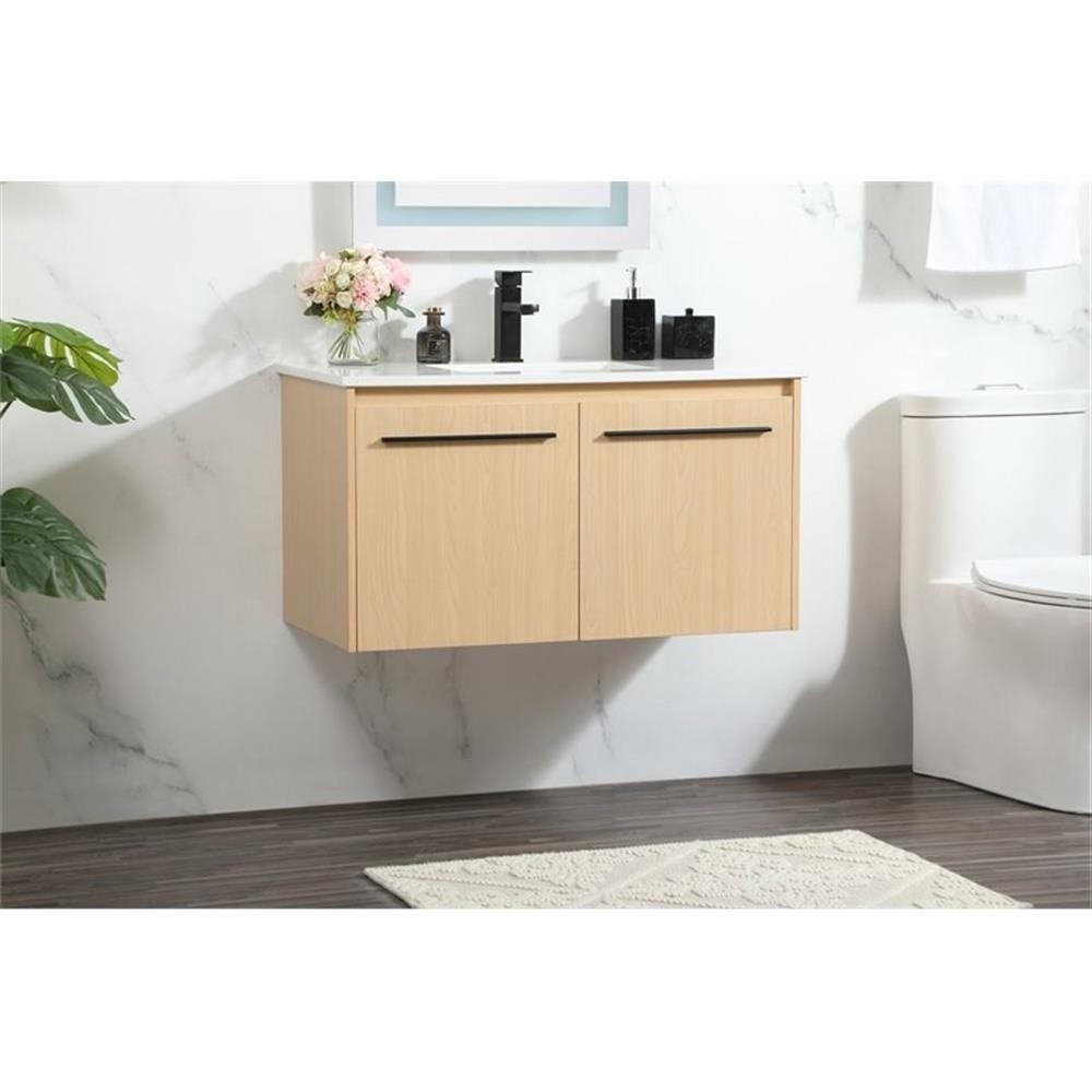 Elegant Decor Penn 36″ Aluminum Alloy MDF Single Bathroom Vanity in Maple