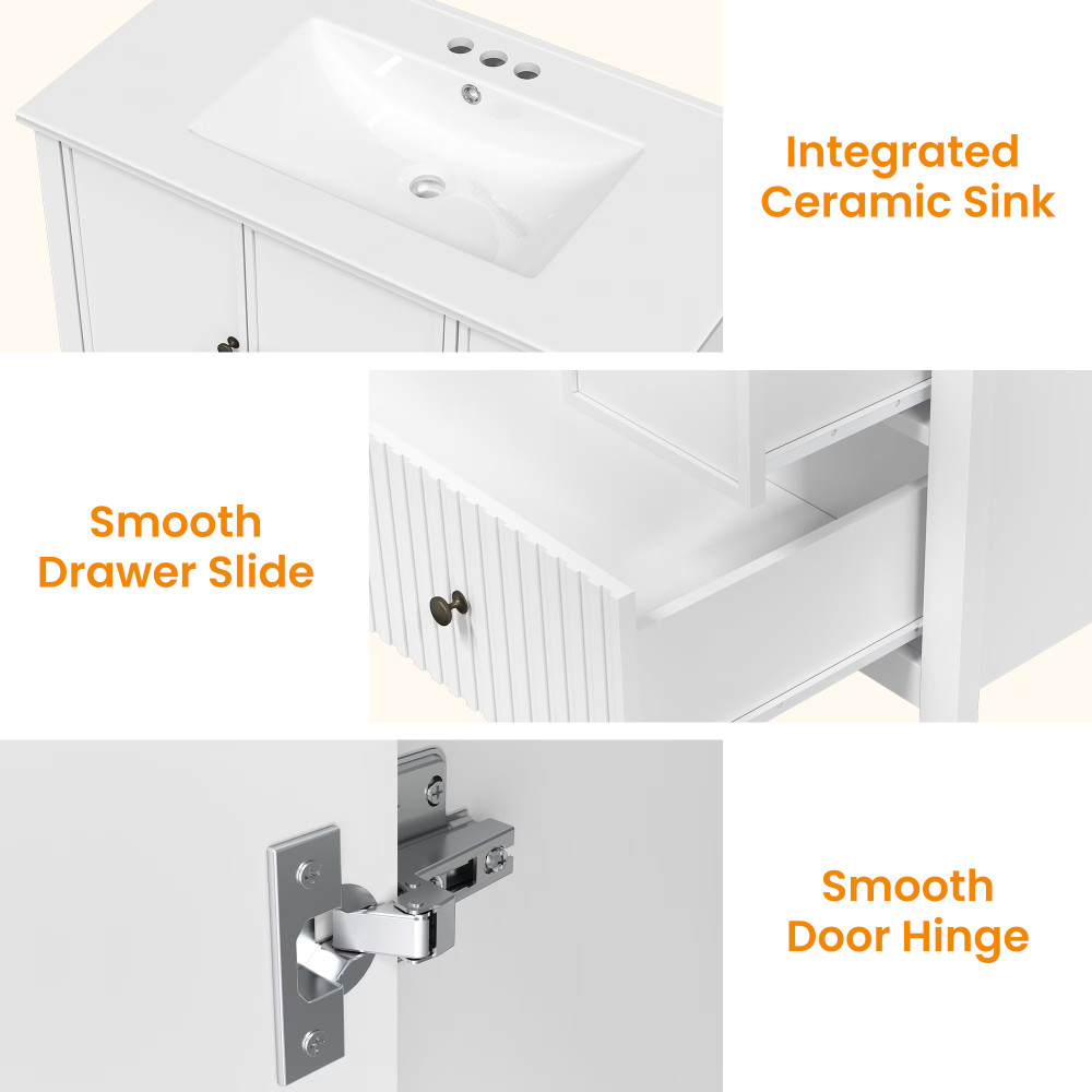 36″ Bathroom Vanity with Sink Combo Bathroom Cabinet with Doors and Drawer