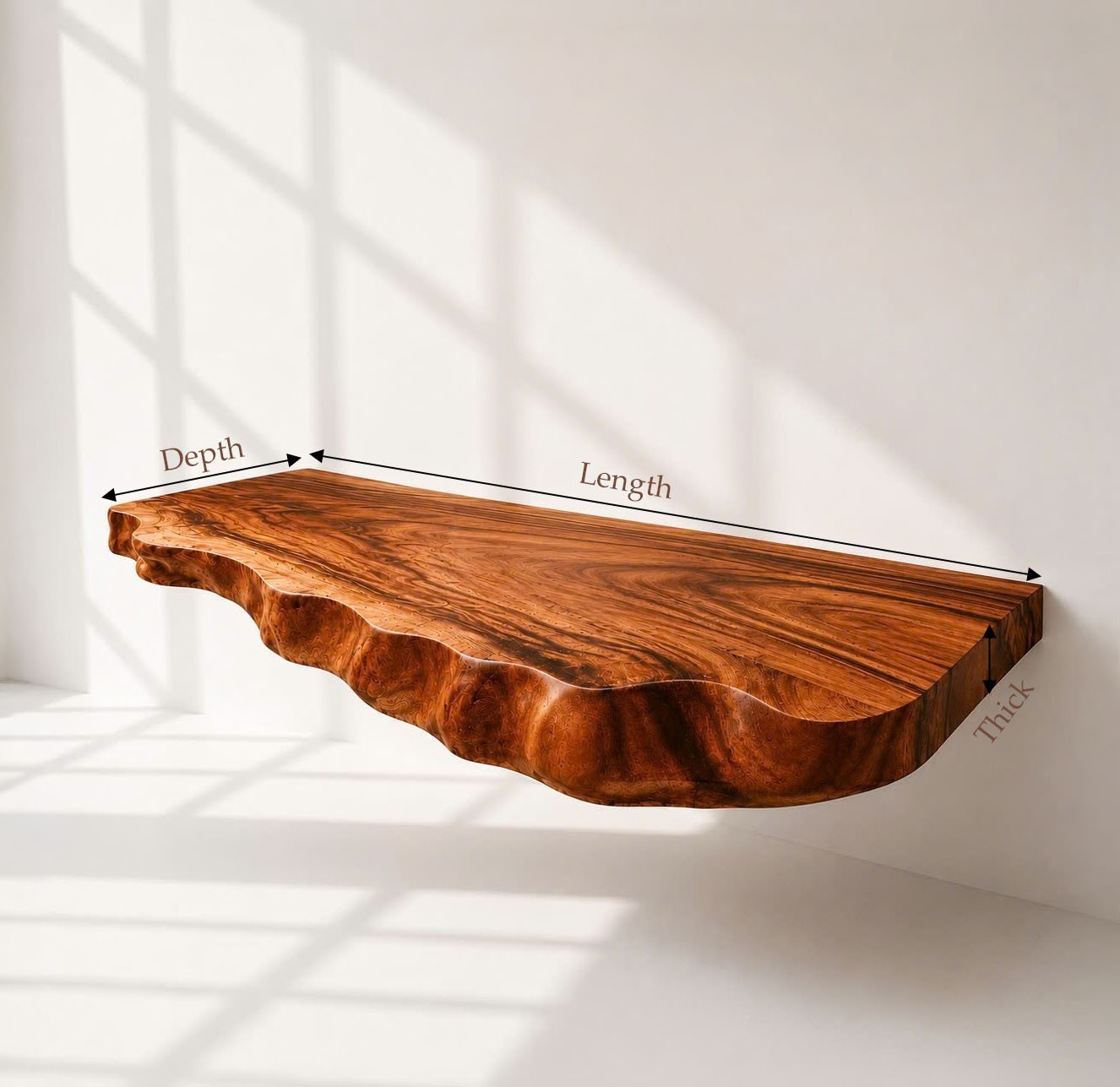 Bathroom Vanity Modern Rustic Solid Wood Live Edge Floating Sink CounterBathroom