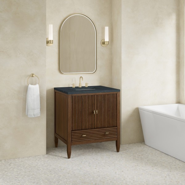 30″ James Martin Myrrin 485-V30-WLT-3CSP Vanity Cabinet Charcoal Soapstone Top