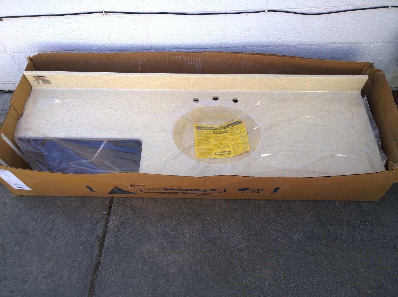 NIB Bath Premium CULTURED GRANITE Vanity Cabinet Top SINK 68″W x 22″/13″ D