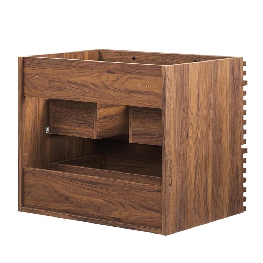 Pemberly Row 23.5″ MDF Wood Wall-Mount Bathroom Vanity Cabinet in Walnut