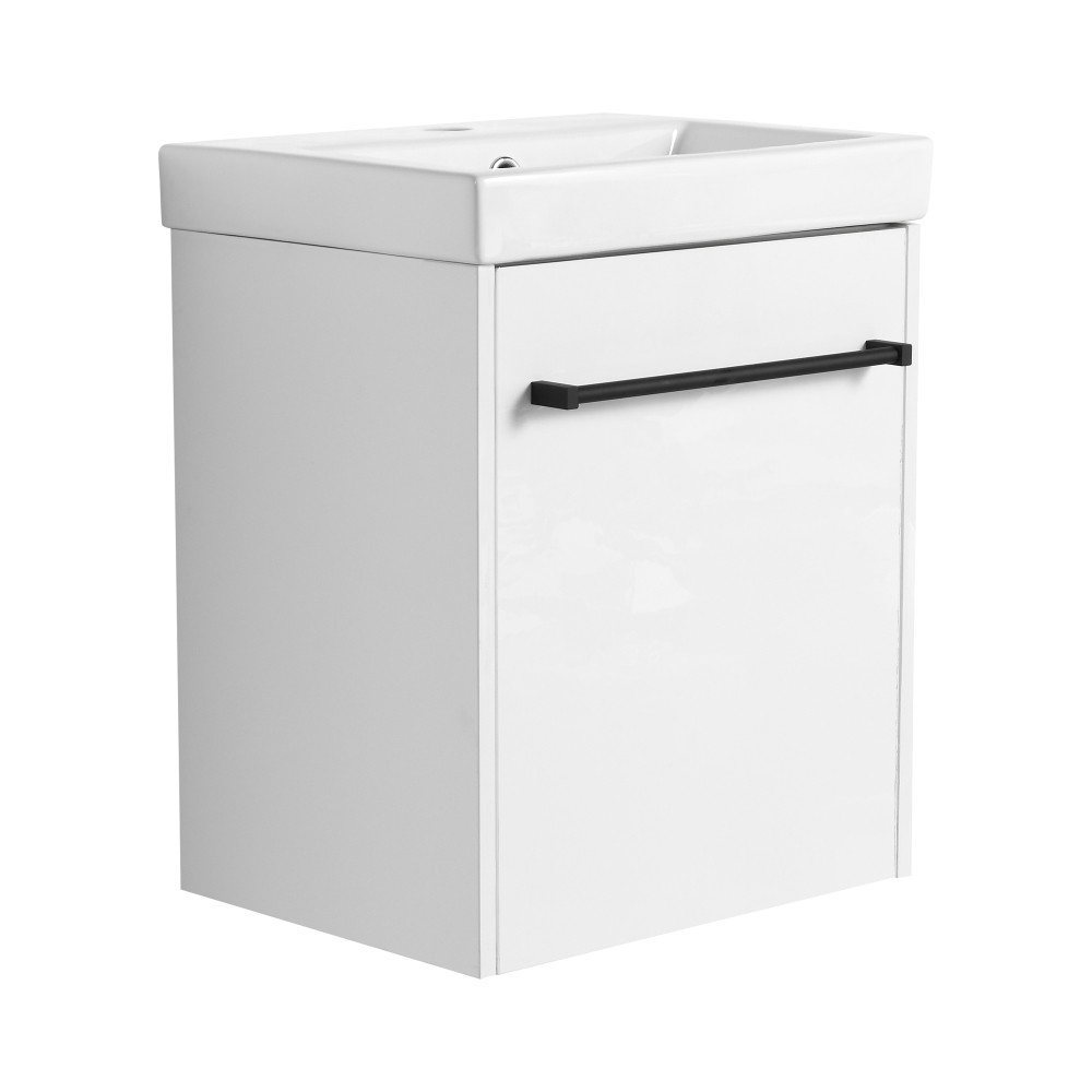 Floating Wall Mounted Bathroom Vanity W Ceramic Sink Soft Close Cabinet Door