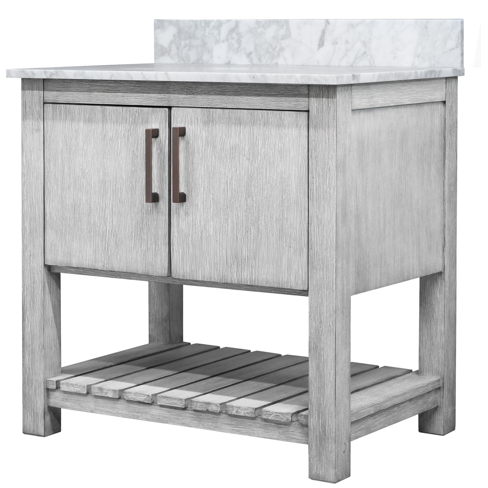 Miseno MV-30SG-NOBV-CAR 30″ – Stonewash Grey / Carrara White Top / Chrome