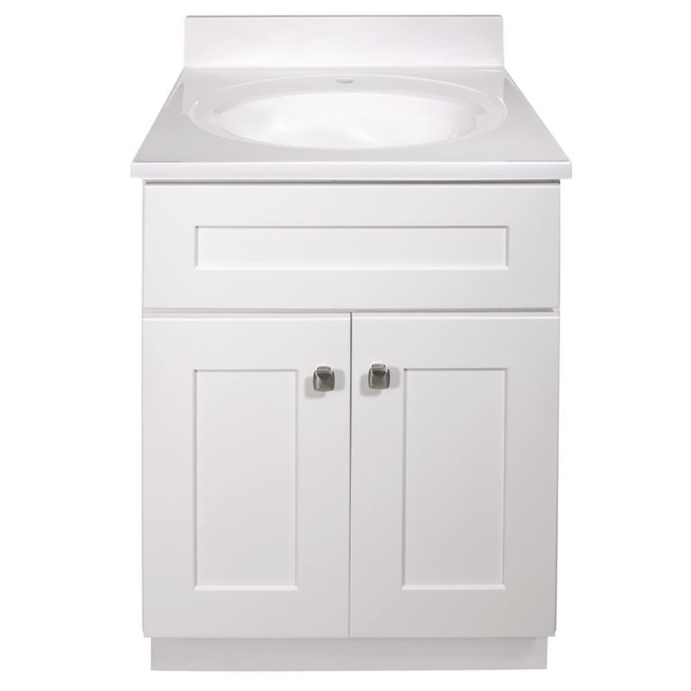 Bowery Hill 25″ Bathroom Vanity with Marble Top Assembled in White