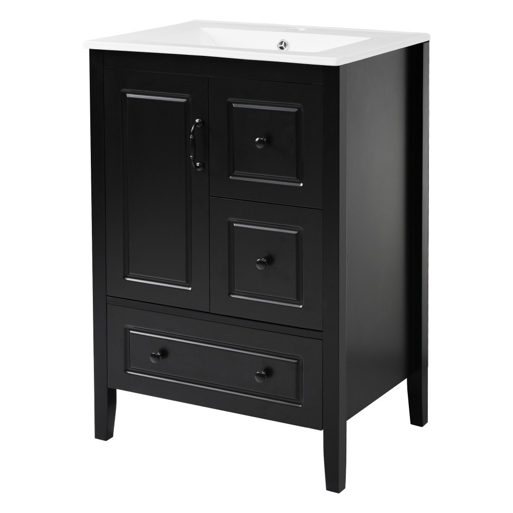 24 inch Bathroom Vanity with Sink, One Cabinet with Soft-closing Door
