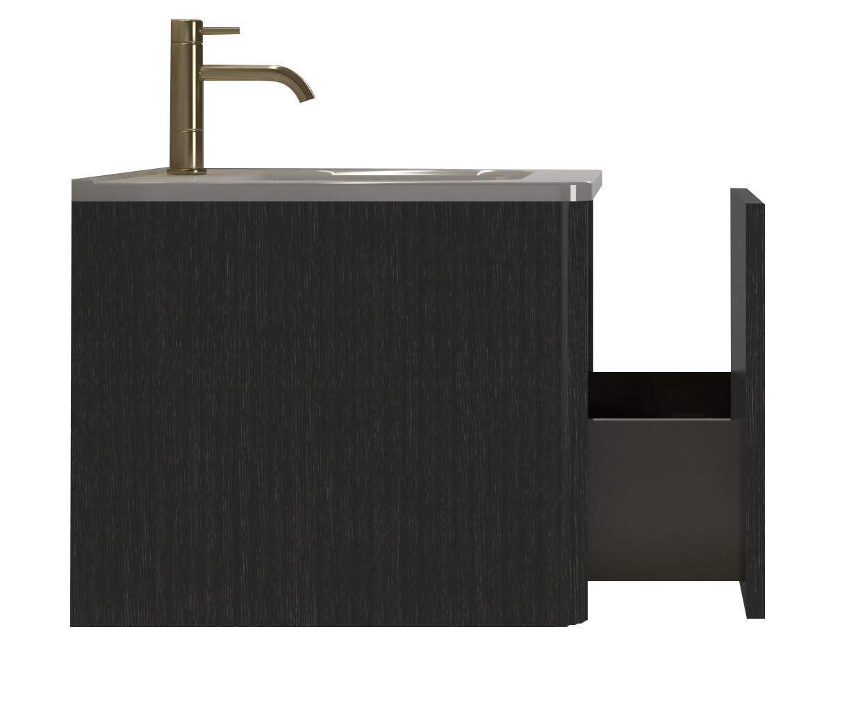 Etna 24 Inch Black Oak Floating Bathroom Vanity with White Ceramic Sink
