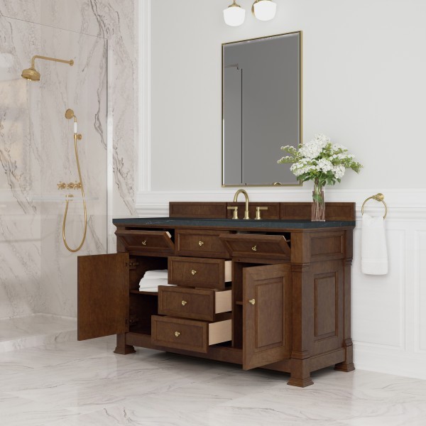 60″ James Martin Brookfield 547-V60S-HNO-3CSP Vanity Cabinet Charcoal Top