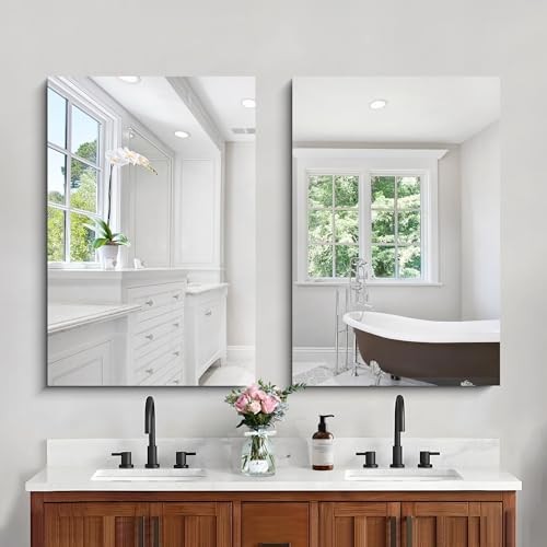 Mirror, 24×36 Mirrors for Wall, Rectangle Bathroom 36″L x 24″W Frameless