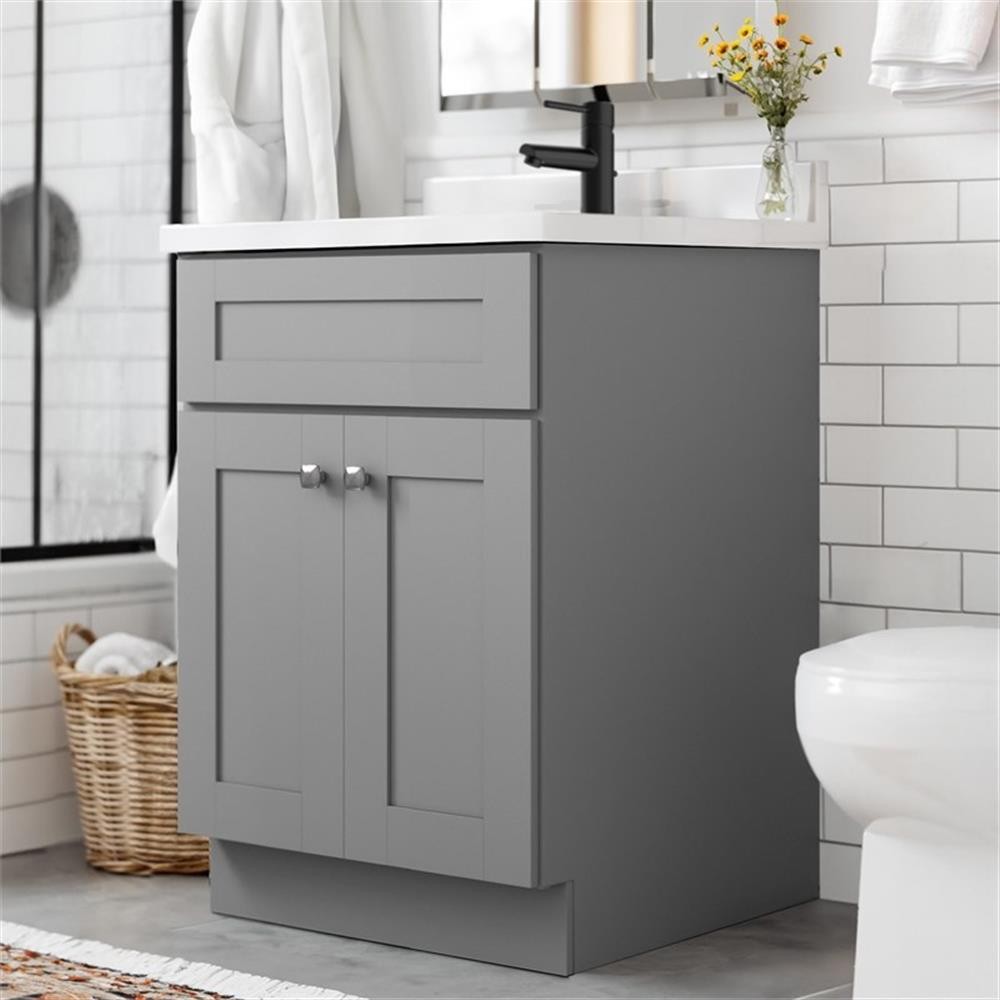 Bowery Hill 25-Inch Marble-Top Bathroom Vanity in Sherwin Williams Gray