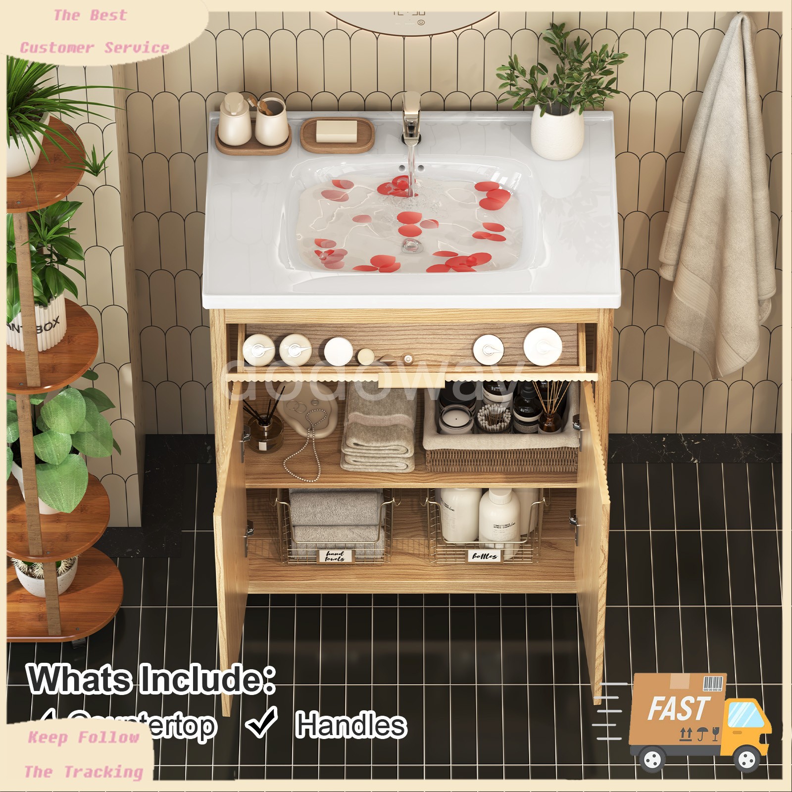 31″ Bathroom Vanity with Sink Combo Bathroom Cabinet with Doors and Drawer