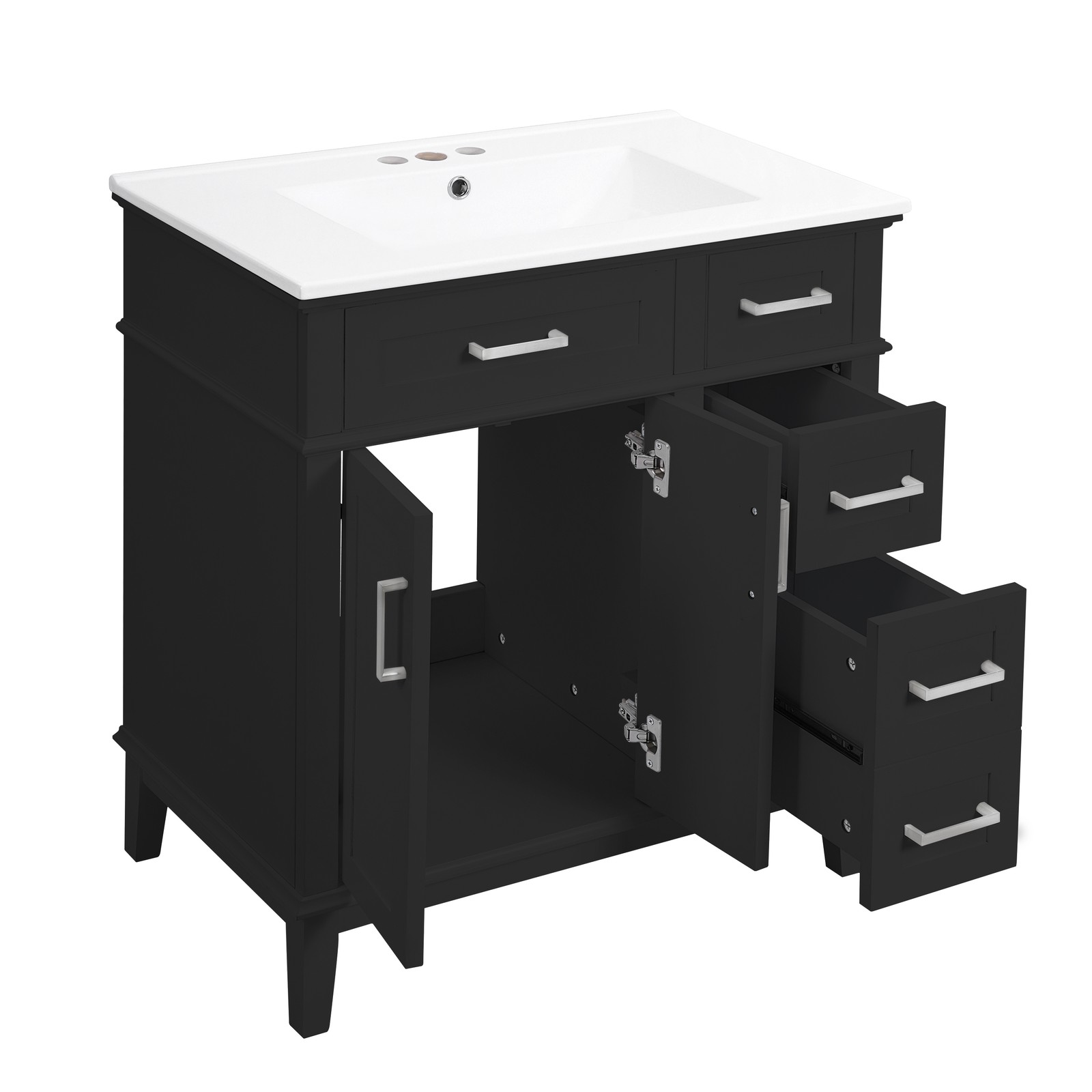 30″ Bathroom Vanity with Ceramic Sink, Soft-Close Doors & Drawers