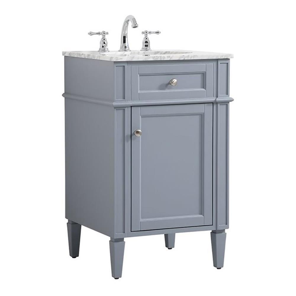 Elegant Decor Park Avenue 21″ Metal MDF Marble Single Bathroom Vanity in Gray
