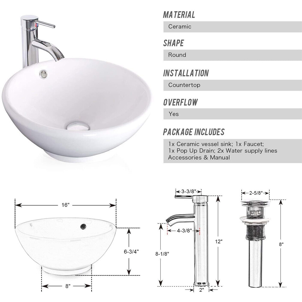 24 Inch White Bathroom Vanity With Sink Glass Ceramic Mirror Cabinet Set Faucet