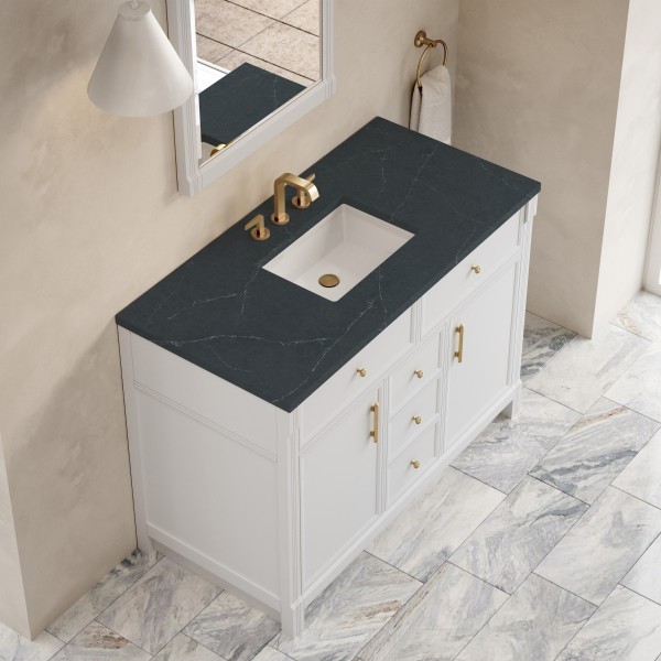 48″ James Martin Bellshire 660-V48-BW-3CSP Vanity Cabinet Charcoal Soapstone Top
