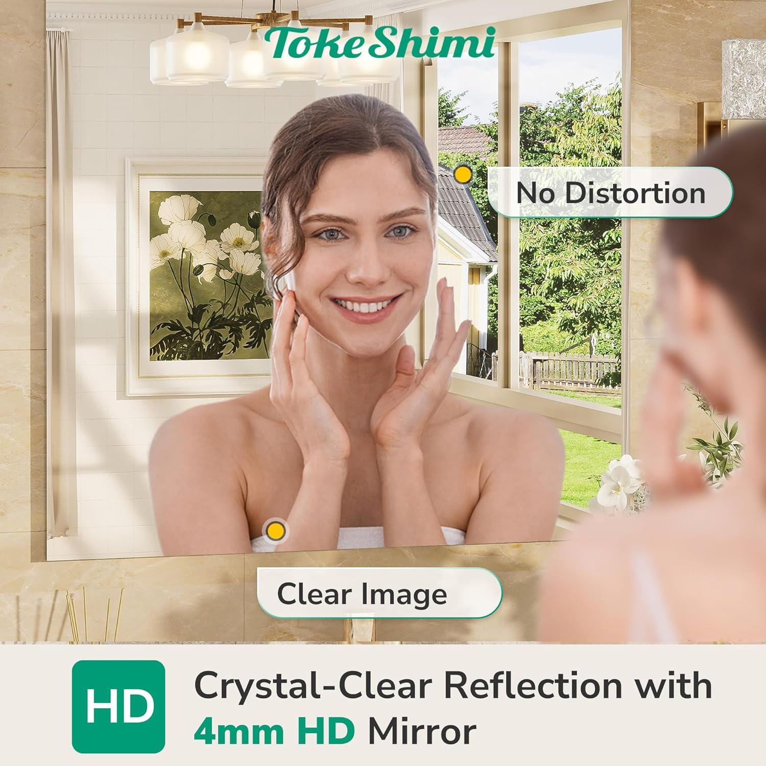 30×36 Frameless Modern Bathroom Mirror – Shatterproof Wall Decor