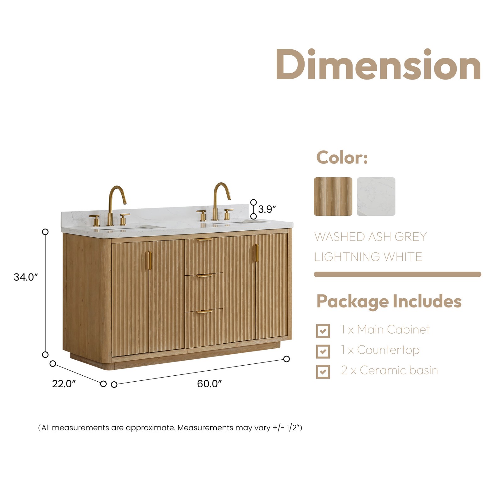 Miseno MV-NM-CADI60M-LWT Cadiz 60″ – Washed Ash Grey