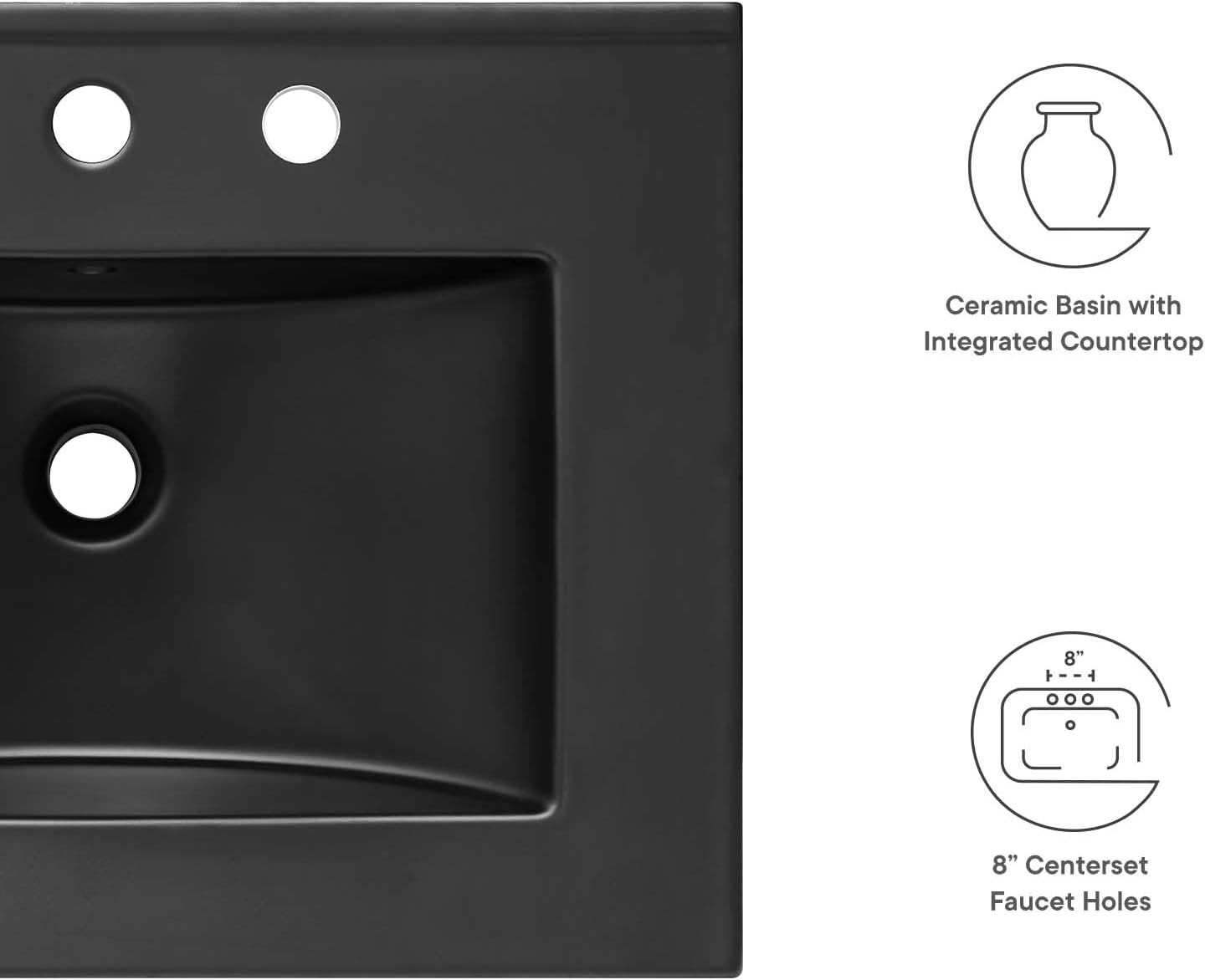 Modway Render 24″ Wall-Mount Bathroom Vanity in Walnut Black