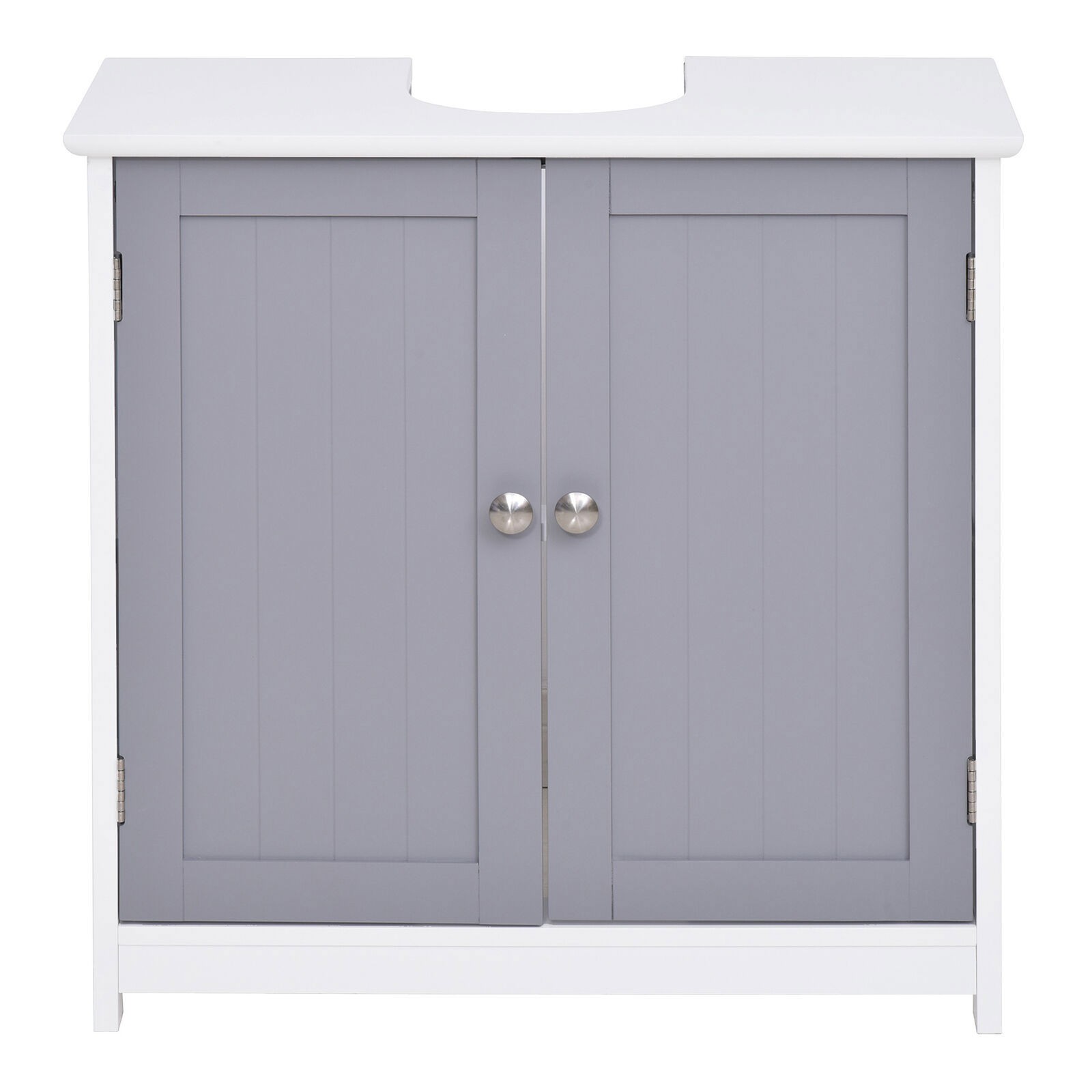 Short Pedestal Sink Washroom Storage Furniture w/Double Doors and Moveable Shelf
