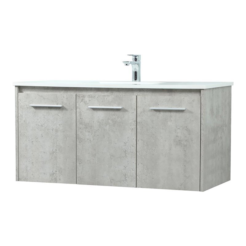 Elegant Decor Penn 40″ Aluminum Alloy MDF Single Bathroom Vanity in Gray