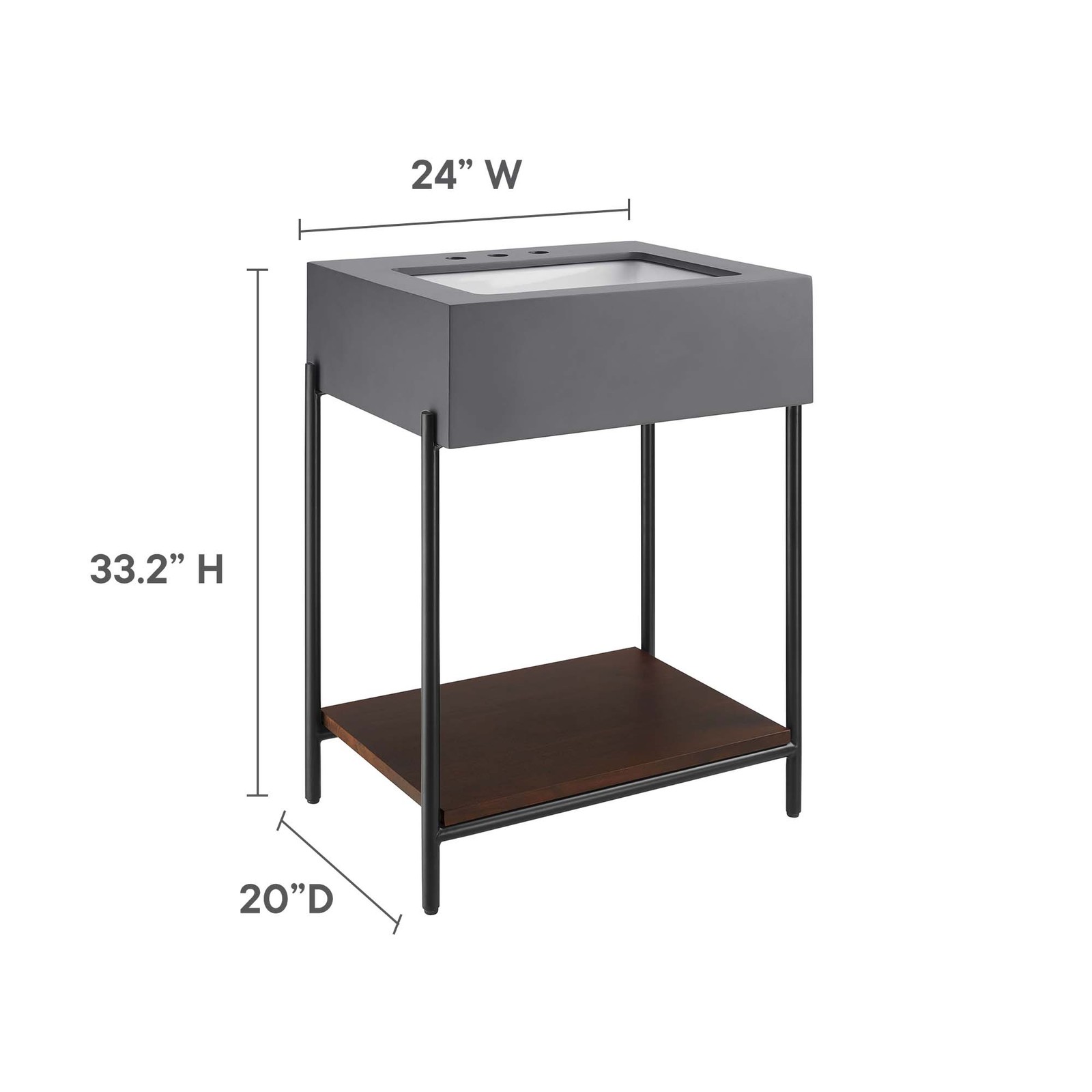 Etch 24″ Bathroom Vanity with Sink in Black White