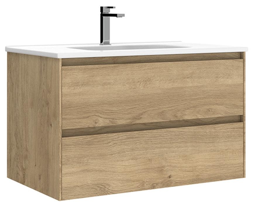 WS Bath Collections Perla C80 Perla 32″ Wall Mounted Single Basin – Wood