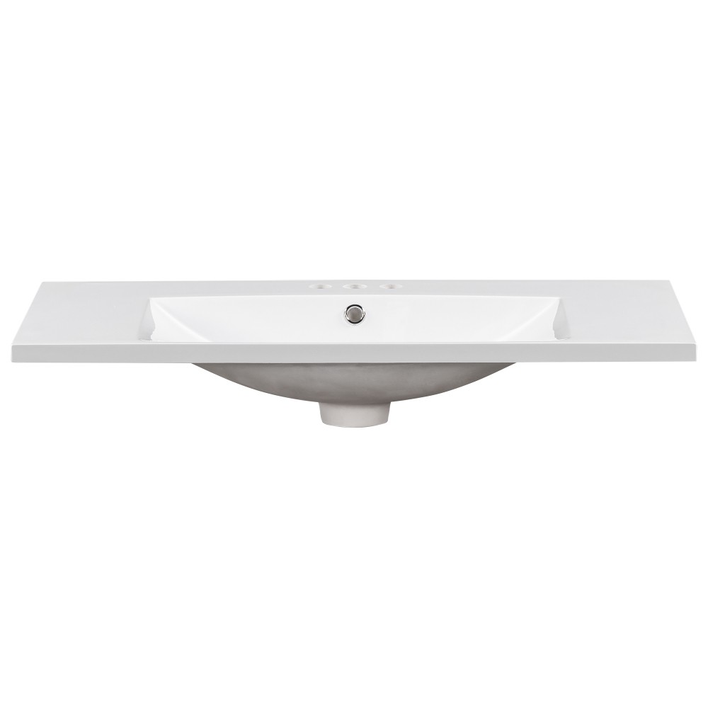 36×18″ Rectangular 3 Hole Bathroom Resin Sink, Vanity Top Sink Only