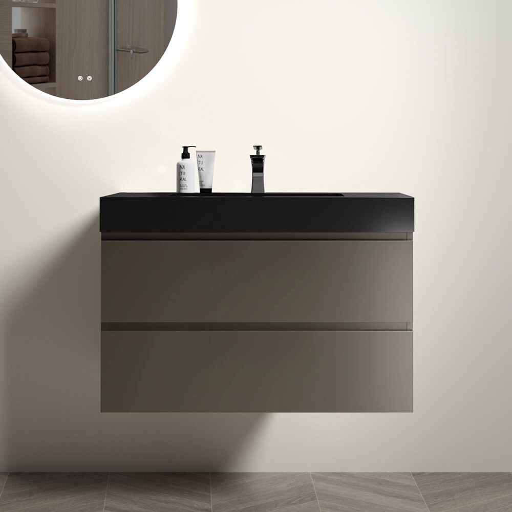 24″ 30″ 36″ Wall Mounted Bathroom Vanity w/Sink,Floating Vanity Cabinet,2 Drawer