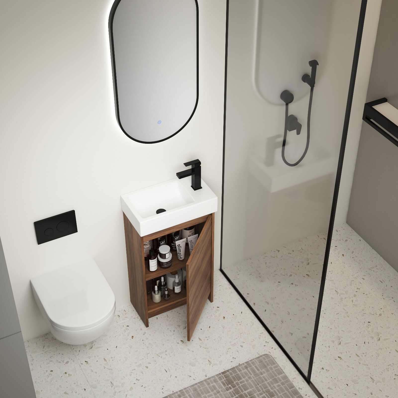 18 Inch Freestanding Bathroom Vanity With Single Sink, Soft Closing Doors, Suita