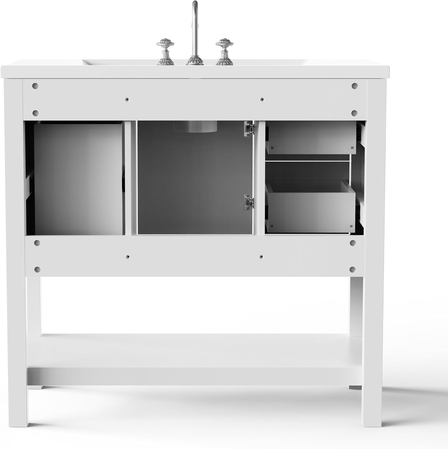 36” Bathroom Vanity W/ Single Sink Solid Wood Frame Modern Bathroom Storage