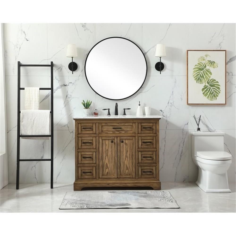 Elegant Decor Americana 42″ Aluminum Alloy Single Bathroom Vanity in Driftwood