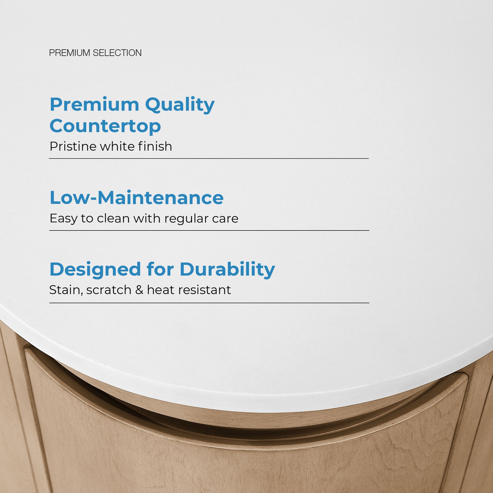 Dain 48″ Bathroom Vanity in Sahara Birch with White Countertop